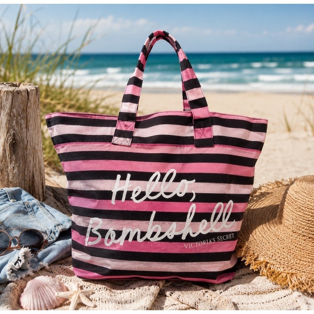 Victoria's Secret Limited Edition 2015 Hello Bombshell Striped Tote Beach Bag